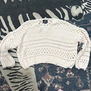 Angie Women's V-Neck Sweater in Light Cream